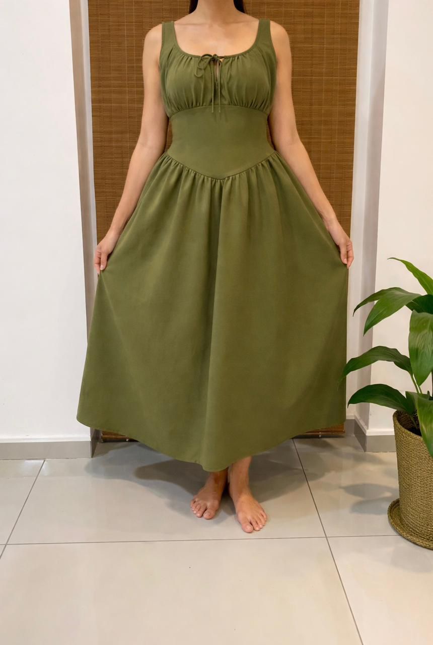 Puff Sleeve Gathered Tiered Long Dress - Image 5