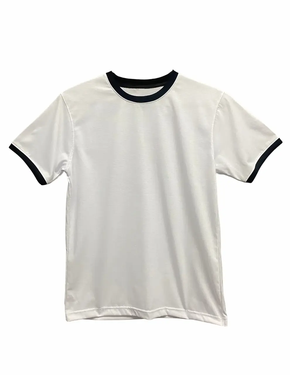 Black Mix Cuff Unisex Crew Neck White Color T-Shirt