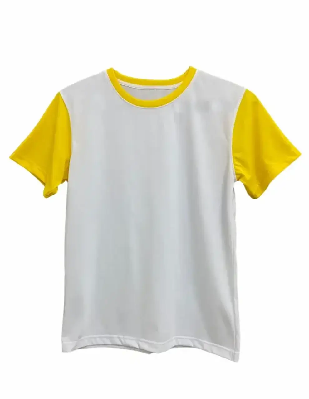 Lemon Yellow Mix Sleeve Unisex Crew Neck White Color T-Shirt